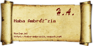 Haba Ambrózia névjegykártya